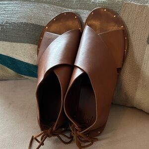 beek Loon Brown Leather Women's Sandals